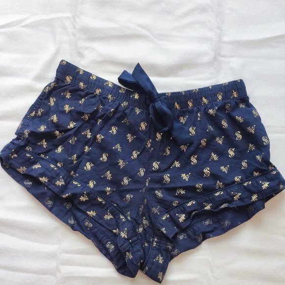 Victoria's Secret short pyjama pants navy blue with gold VS logos women's size S - Picture 1 of 4